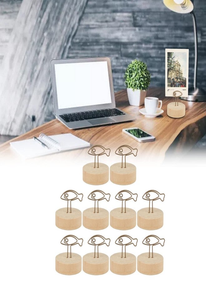 Topyond 10PCS Fish Shaped Table Number Holder - Cute and Simple Name Card Clips for Vertical Placement with Log Base - Ideal for Office, Events, and Parties - Image 3